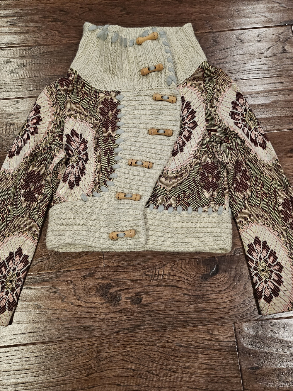 Rare Vintage Anthropologie Sleeping on Snow Fair Isle Knit Cardigan - Picture 3 of 6